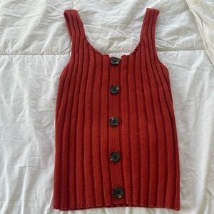 Active USA Rust Knit Button Front Tank Top